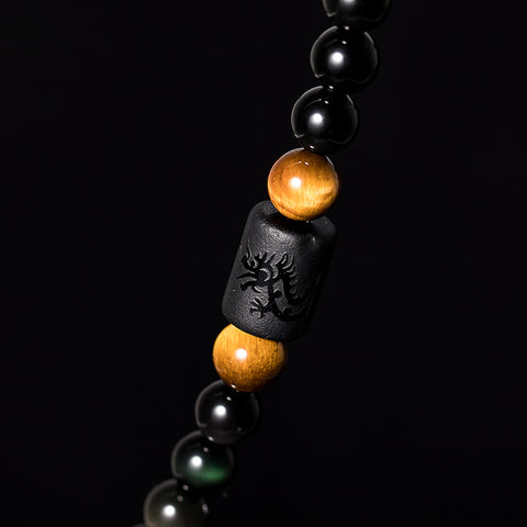 Natural crystal rainbow eye obsidian bracelet necklace dual-purpose men's and women's 108 Buddha beads safety gourd m3331308