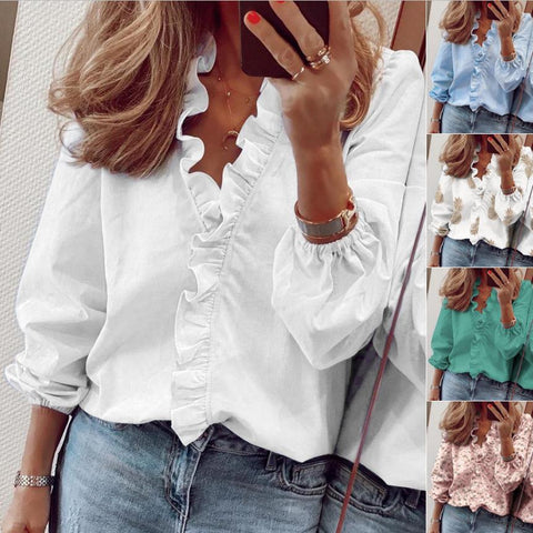 Long Sleeve Ruffle Shirt Women's Shirt m301332