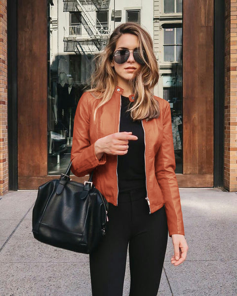 Autumn and winter women's fashion leather PU suit jacket m301933