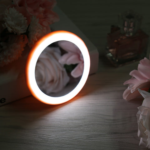 Round LED cosmetic mirror with lamp USB rechargeable makeup mirror m3330715