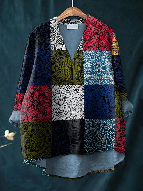 Loose printing crew neck casual large size women's T-shirt m301276