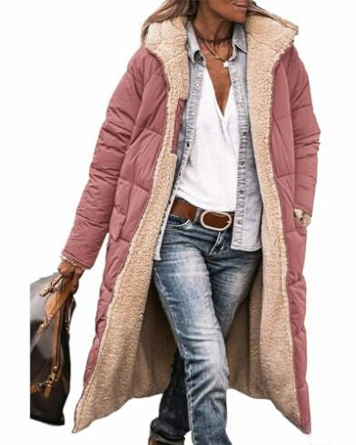 Solid color hooded cotton clothes long sleeves double-sided wear slim temperament cardigan jacket top m300612