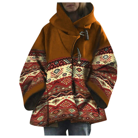 New women's loose retro printed woolen jacket m300677