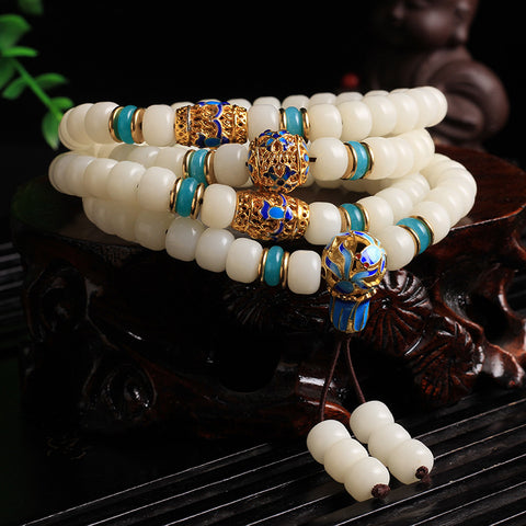 White Jade Bodhi Bracelet 108 Buddha Beads Beads, Jingtai Blue and White Natural Jade Bodhi Root Bracelet Ethnic Style Jewelry m3331300