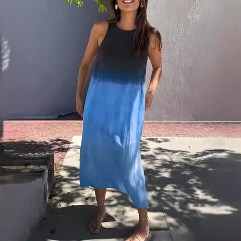 Women's dress AliExpress loose sleeveless printed vest long dress dress m302053