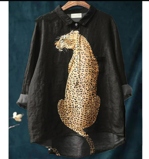 Loose printing crew neck casual large size women's T-shirt m301279