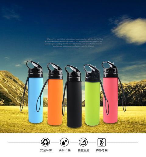 600ml Outdoor Cycling Water Cup Portable Foldable Silicone Water Bag Gift Sports Water Bottle M3330622
