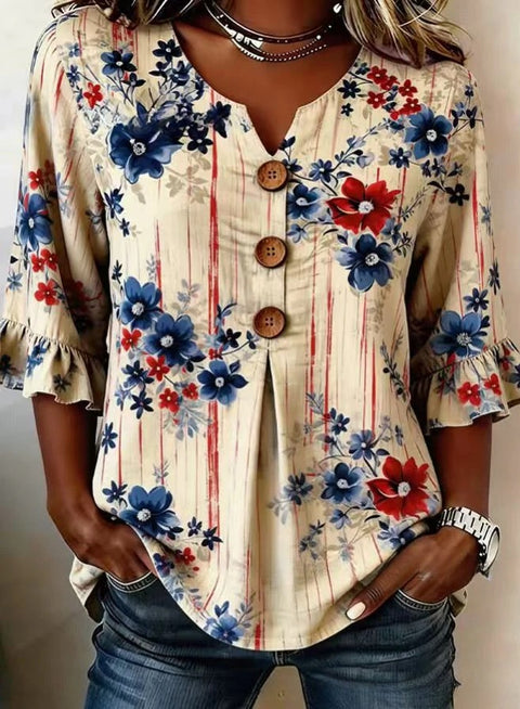 3D digital printing floral pattern women's long-sleeved buckle cardigan top m302703