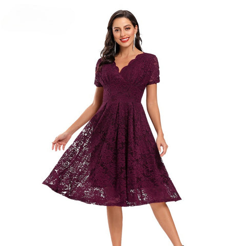 Autumn and winter women's clothing hot-selling V-neck medium and long lace pendulum dress m301709