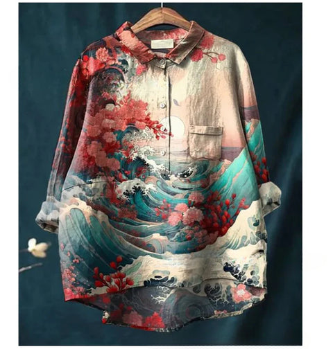 Loose printing crew neck casual large size women's T-shirt m301279