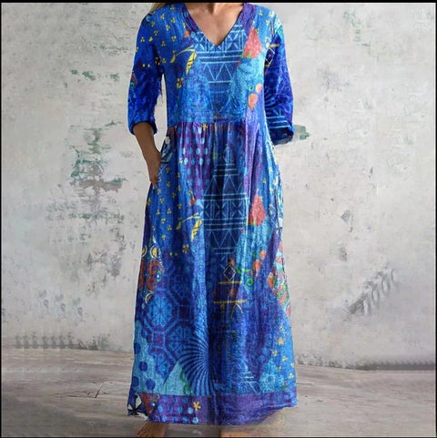 3D print summer urban casual loose dress women m301037