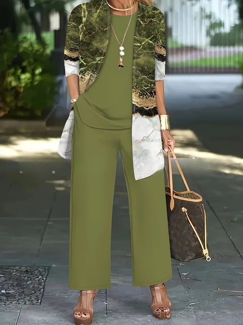 3D printed 3-piece cardigan + vest + trousers fashionable wear m302849