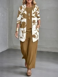 3D printed 3-piece cardigan + vest + trousers fashionable wear m302849