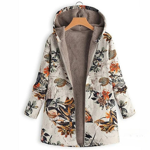 New women's clothing su leaf print hooded long-sleeved retro coat m301623