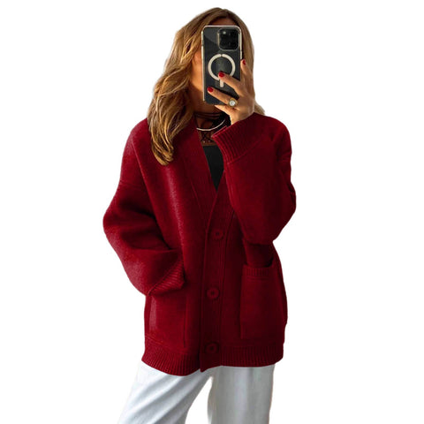 Autumn and winter long-sleeved pocket sweater cardigan new m301887