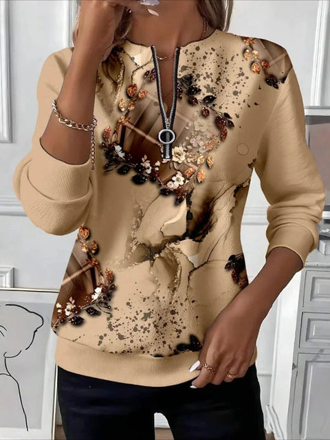 Printed shoulder sleeves long sleeves sweater m302295