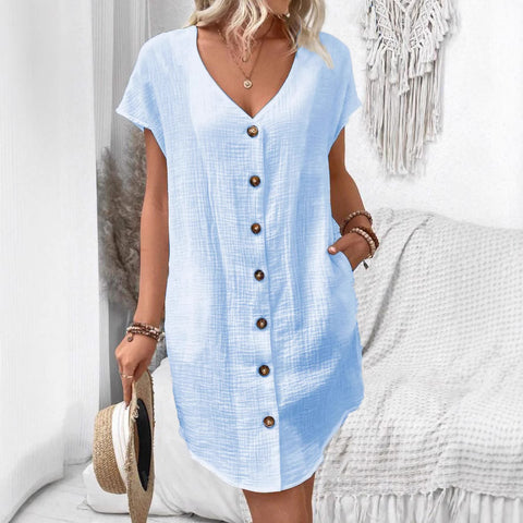Summer simple V-neck button dress women's vest skirt m301482