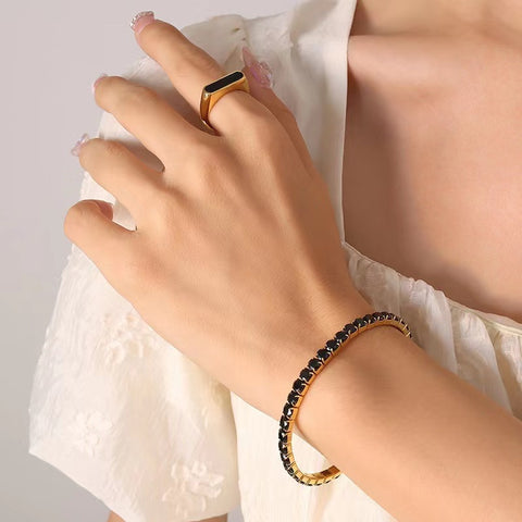 Titanium steel full diamond multi-color zircon elastic bracelet m3331108