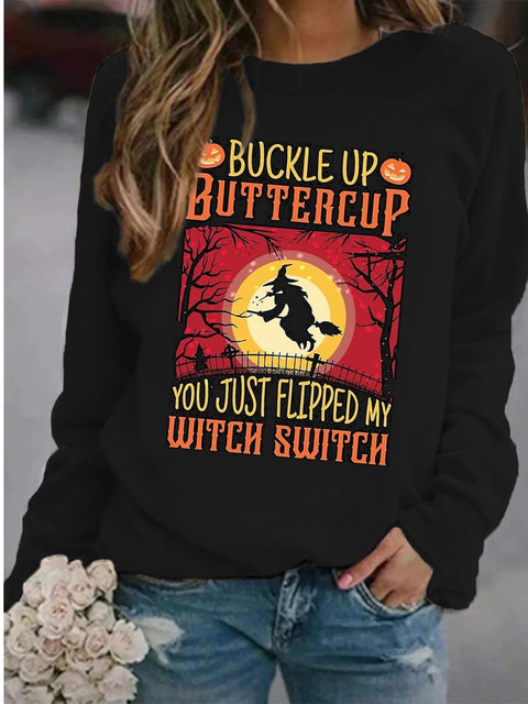 Crew neck T-shirt women's long-sleeved loose printed top m300648