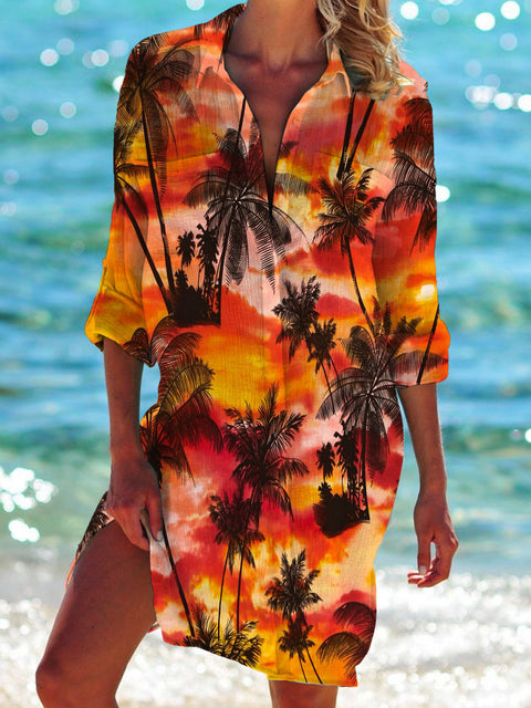 Bikini jacket shirt swimsuit cardigan women's printed resort beach shirt m301274