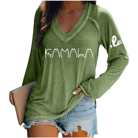 Women's V-neck long sleeve horror red graffiti 3D digital printing m301556