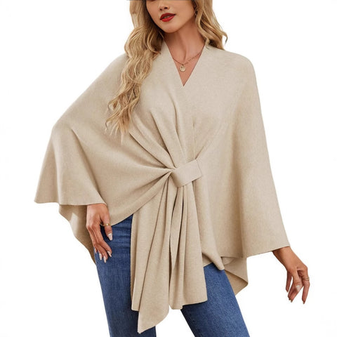 Ladies Elegant One Piece Solid Color Soft Shawl Jacket Cloak Top m301329