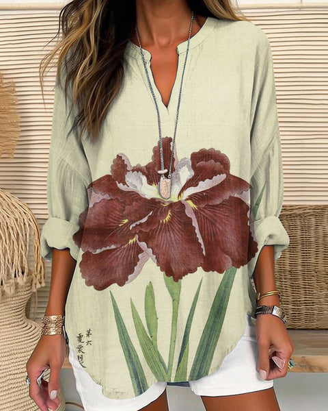 Women's long-sleeved 3D digital printing loose top m301364