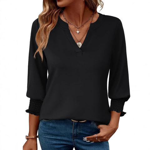 Fashion top seven-quarter sleeve flower print casual shirt summer T-shirt women's m301563