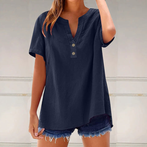 Casual shirt women's fashion cotton and linen versatile top m301204
