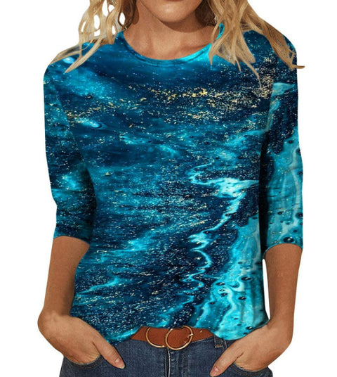 Crew neck print solid color T-shirt m300770