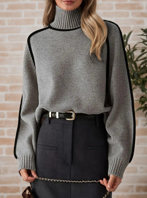 Women's sweater fashion semi-turtleneck with rotator sleeves top temperament line thread bottoming knitted sweater m302084