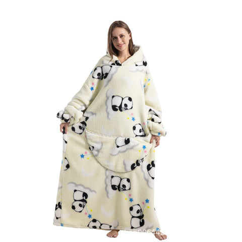 Blanket hoodie wearable blanket lazy sweater extended m302147