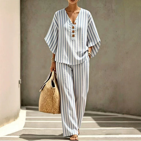 Women's loose casual striped linen fashion suit shirt women's m302775