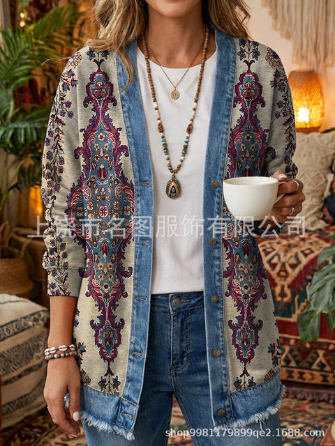 3d digital printing loose hooded sweatshirt cardigan outwear ff303279