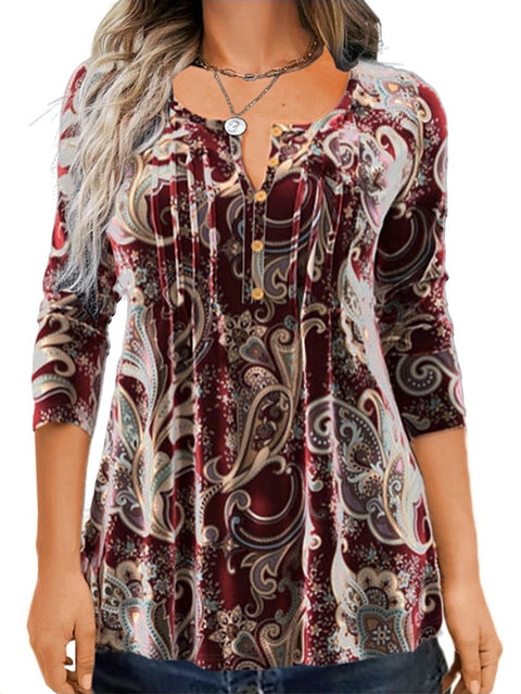 Spring new T-shirt still printed crew neck long-sleeved top women's m302284