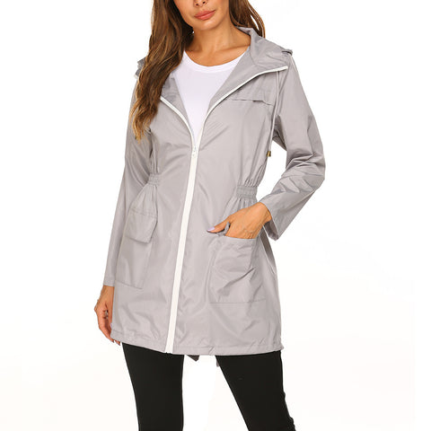 Women's new outdoor jacket, waist hooded light and thin rainproof raincoat jacket m301831