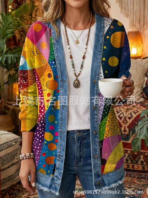 3d digital printing loose hooded sweatshirt cardigan outwear ff303279