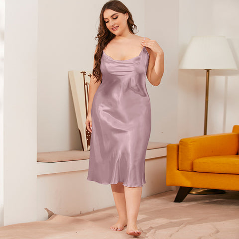 Ice silk nightdress women's summer one-piece swinging collar suspender loose loungewear m301494