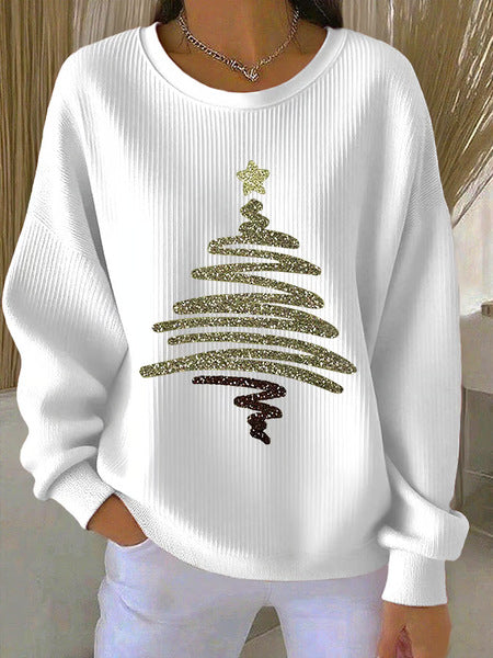 Loose outer wear lazy wind snowflake Christmas tree mix and match casual commuter sweater m302121