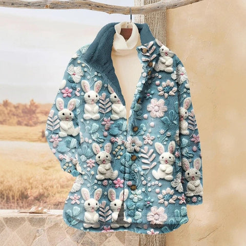 Loose 3D digital print women fleece jacket top autumn and winter m302122