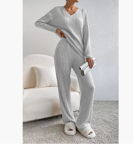 New fashion casual straight-leg pants temperament loose V-neck pit strip knitted cover m301791