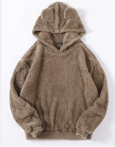 New fluffy rabbit ears hooded thermal sweater sweater m300439