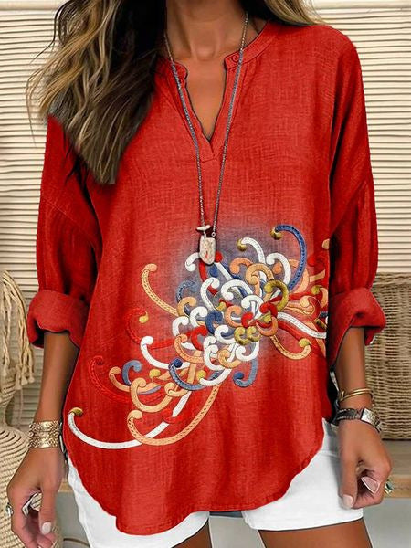 Loose printing round neck casual large size pullover women's clothing T m301359