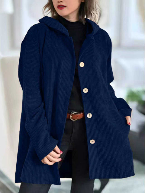 Autumn and winter hooded loose women's corduroy casual jacket m301672