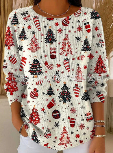 Knitted top snowflake christmas tree mix and match casual commuter sweater m302212