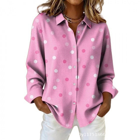 3D digital flower print pink fresh and sweet floral shirt versatile women's top m302217