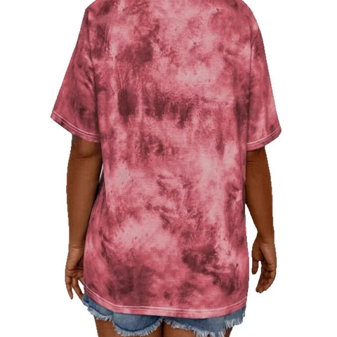 New women's tie-dye printed rope casual fashion short-sleeved T-shirt m301446
