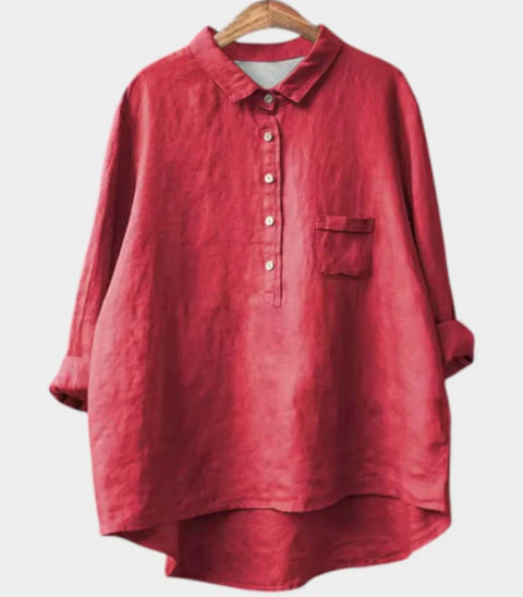 Long Sleeve Bamboo Linen Printing Fashion Versatile Lapel Shirt m301040