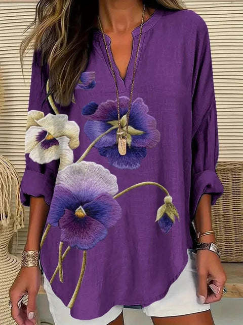 Loose printing round neck casual large size pullover women's clothing T m301359