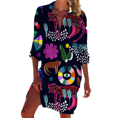 Bikini jacket shirt swimsuit cardigan women's printed resort beach shirt m301274